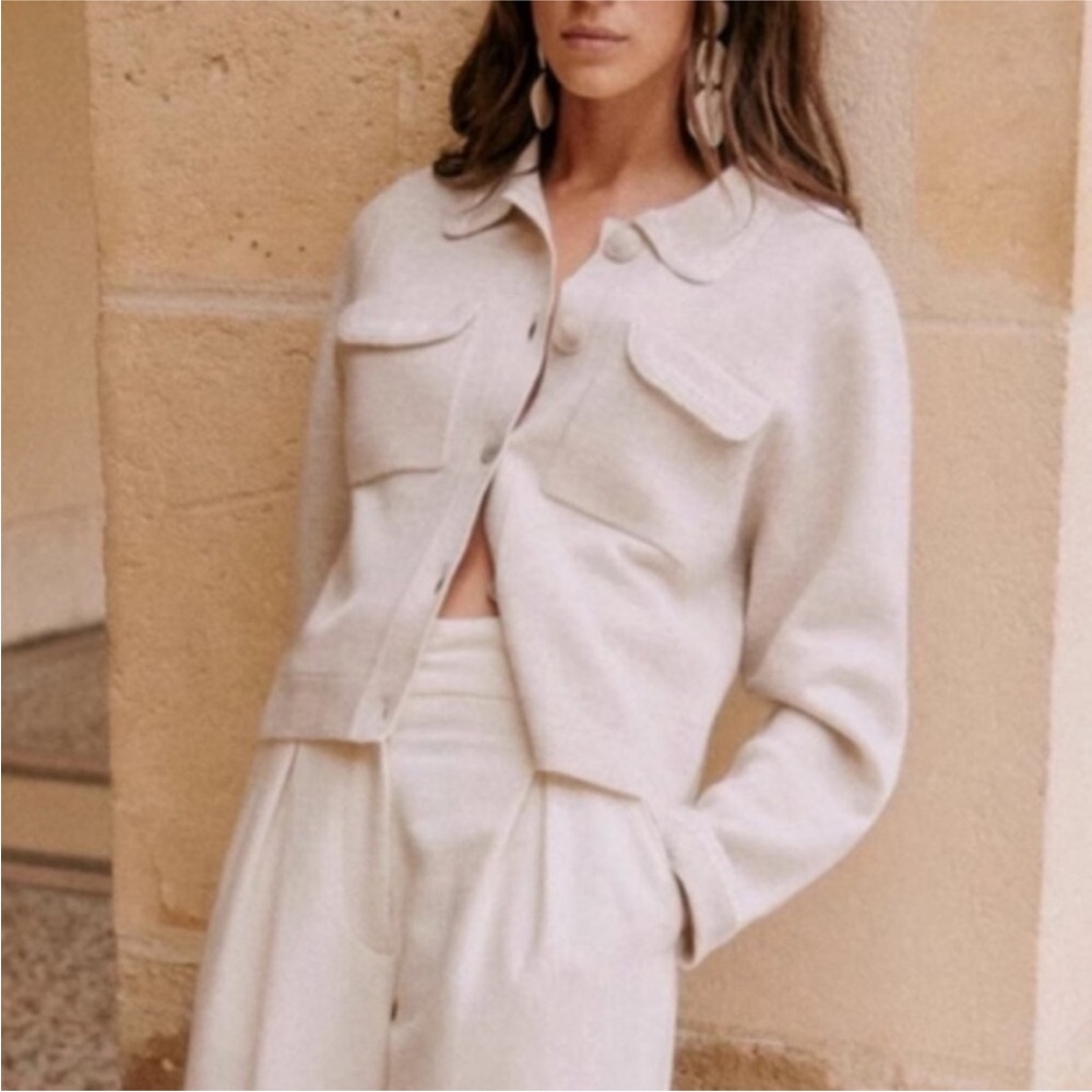 Sézane Cream Cardigan Sweater